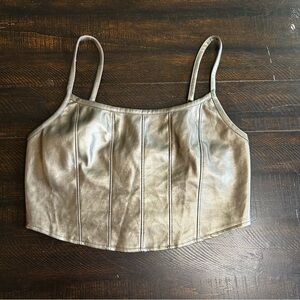 Kirious metallic faux leather crop top .